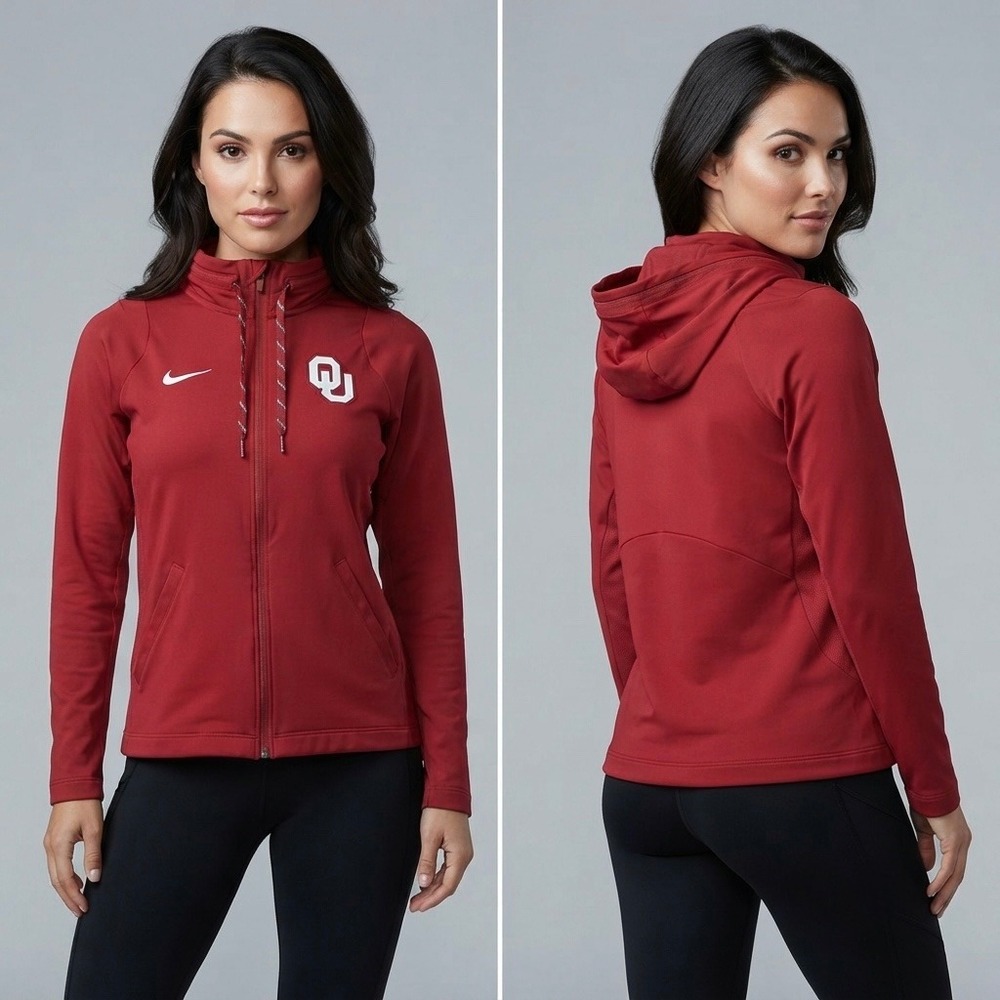 Oklahoma Sooners Nike Dri-FIT Full Zip‎ Jacket Crimson Red Women's Small Logo